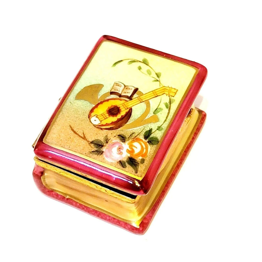 French Horn Mandolin Treasure Box Porcelain Limoges Book art fine limoges box French Trinket Box
