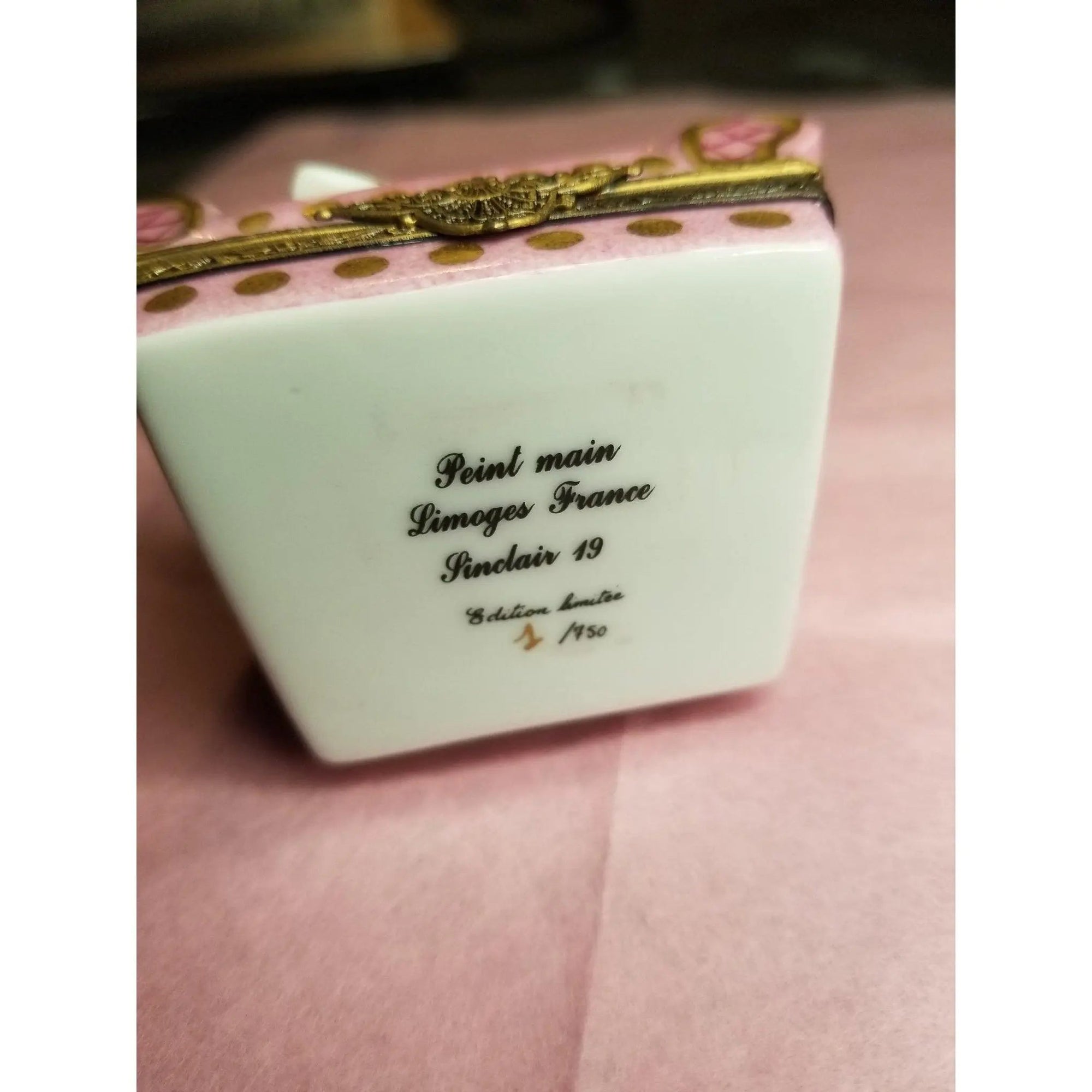 French Woman in Pink Chair Porcelain Limoges furniture fashion French Trinket Box