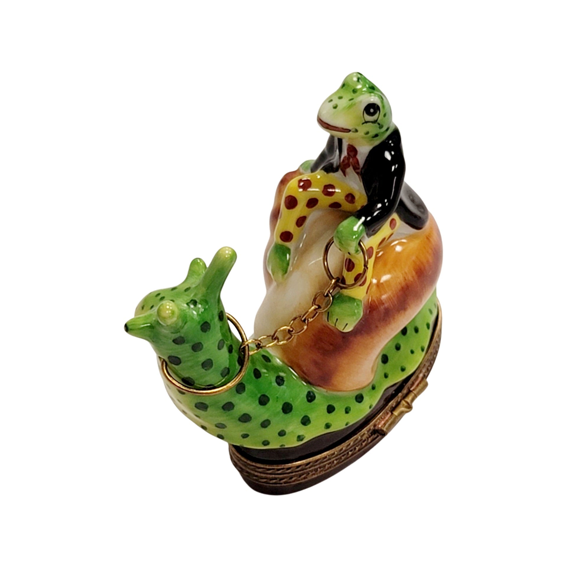 Frog Adventurer on Snail Porcelain Limoges frog limoges boxes ocean French Trinket Box