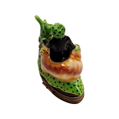 Frog Adventurer on Snail Porcelain Limoges frog limoges boxes ocean French Trinket Box