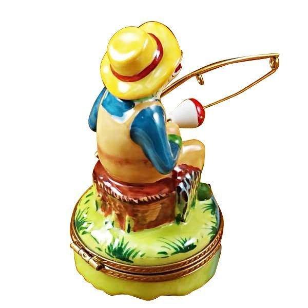 Frog Fishing limoges box Porcelain Limoges French Trinket Box