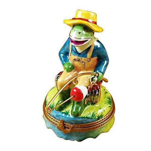 Frog Fishing limoges box Porcelain Limoges French Trinket Box