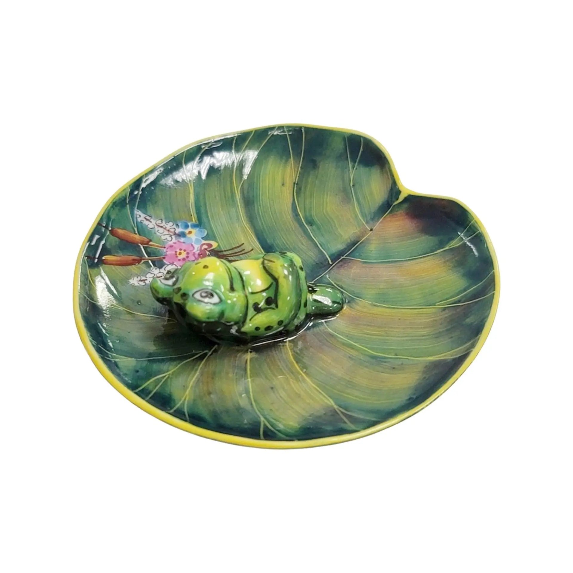 Frog Laying on Lillypad Figurine Porcelain Limoges frog LIMOGES BOXES turtle French Trinket Box