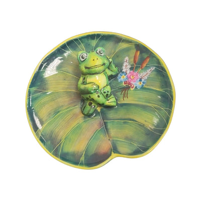 Frog Laying on Lillypad Figurine Porcelain Limoges frog LIMOGES BOXES turtle French Trinket Box