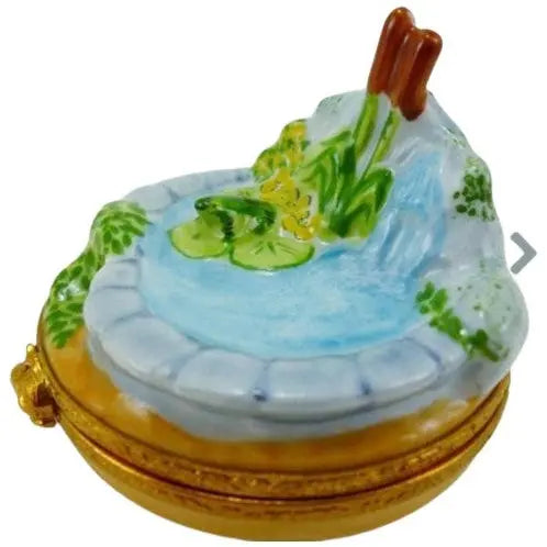 Frog Pond Porcelain Limoges Turtle Frogs French Trinket Box