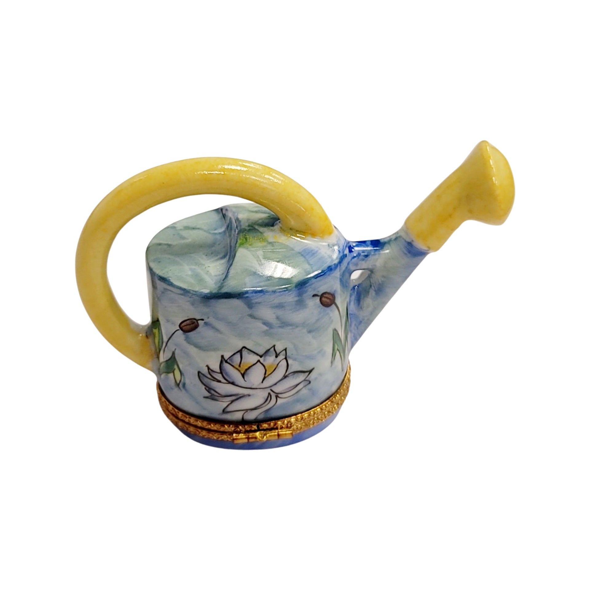 Frog Watering Can Limoges Box Porcelain Limoges Limoges Box garden flowers frog French Trinket Box