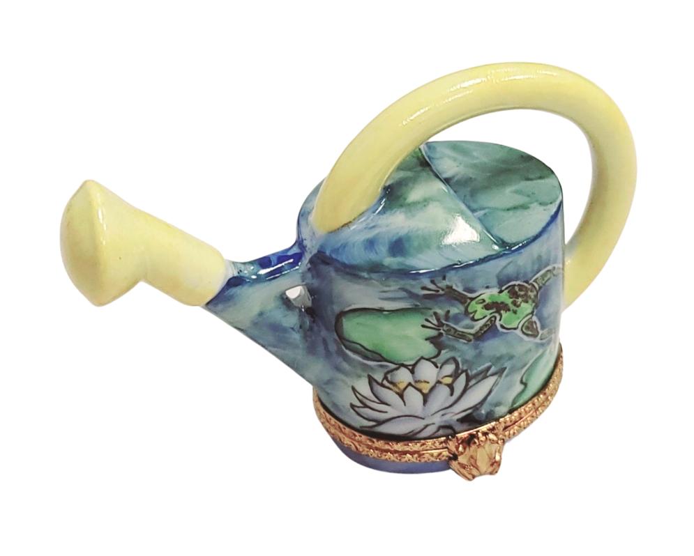 Frog Watering Can Limoges Box Porcelain Limoges Limoges Box garden flowers frog French Trinket Box