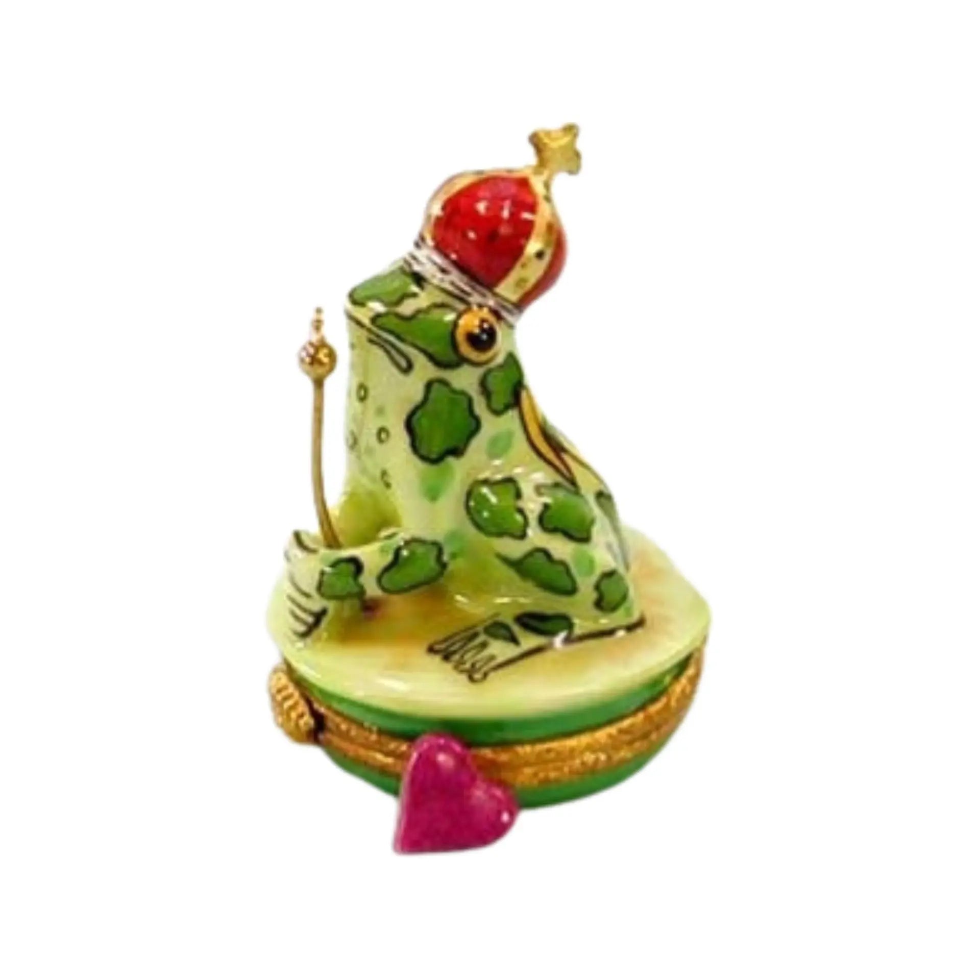 Frog w Blue And Red Crown Porcelain Limoges Turtle Frogs French Trinket Box