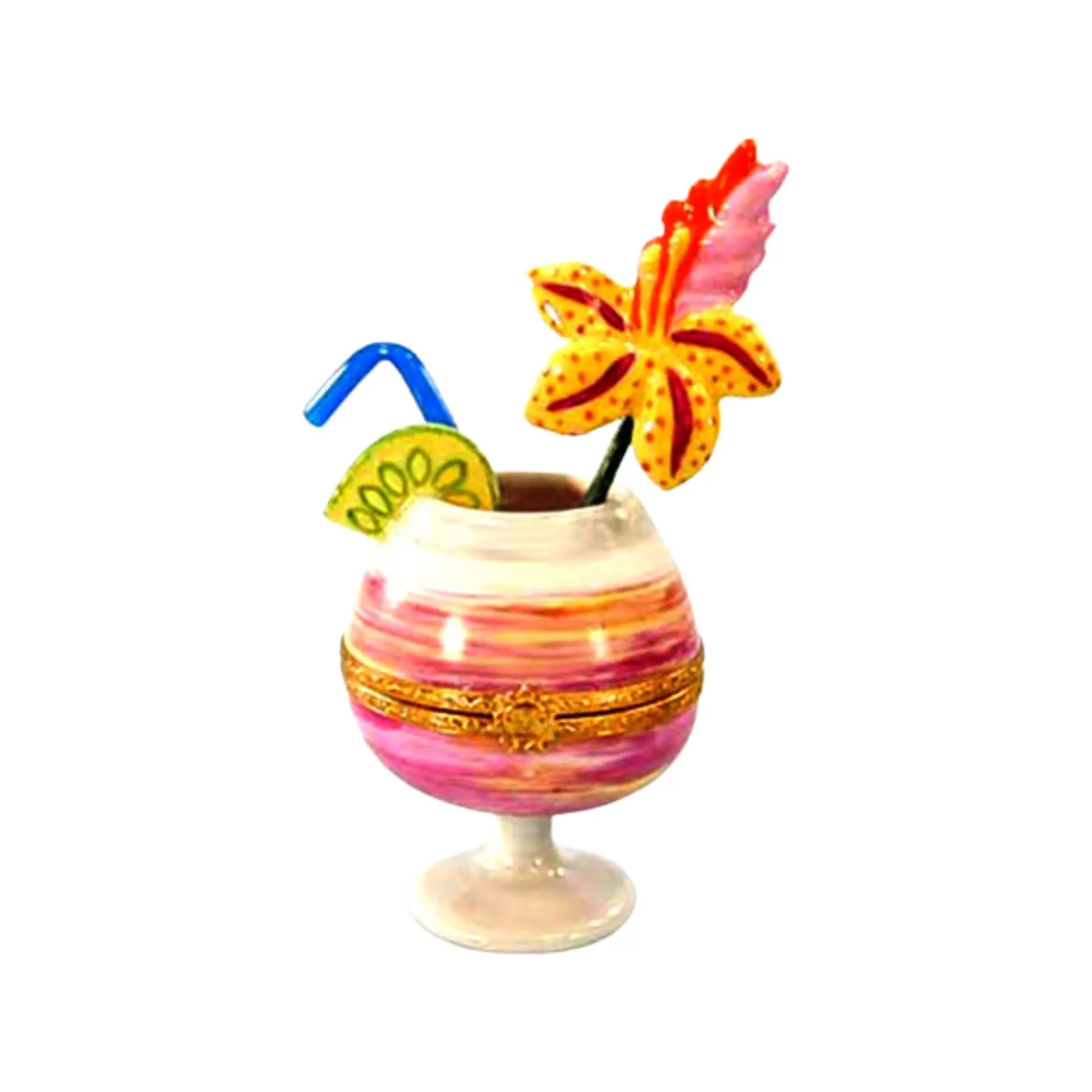 Frozen Daiquiri Porcelain Limoges Food Beach Ocean Wine Spirits French Trinket Box