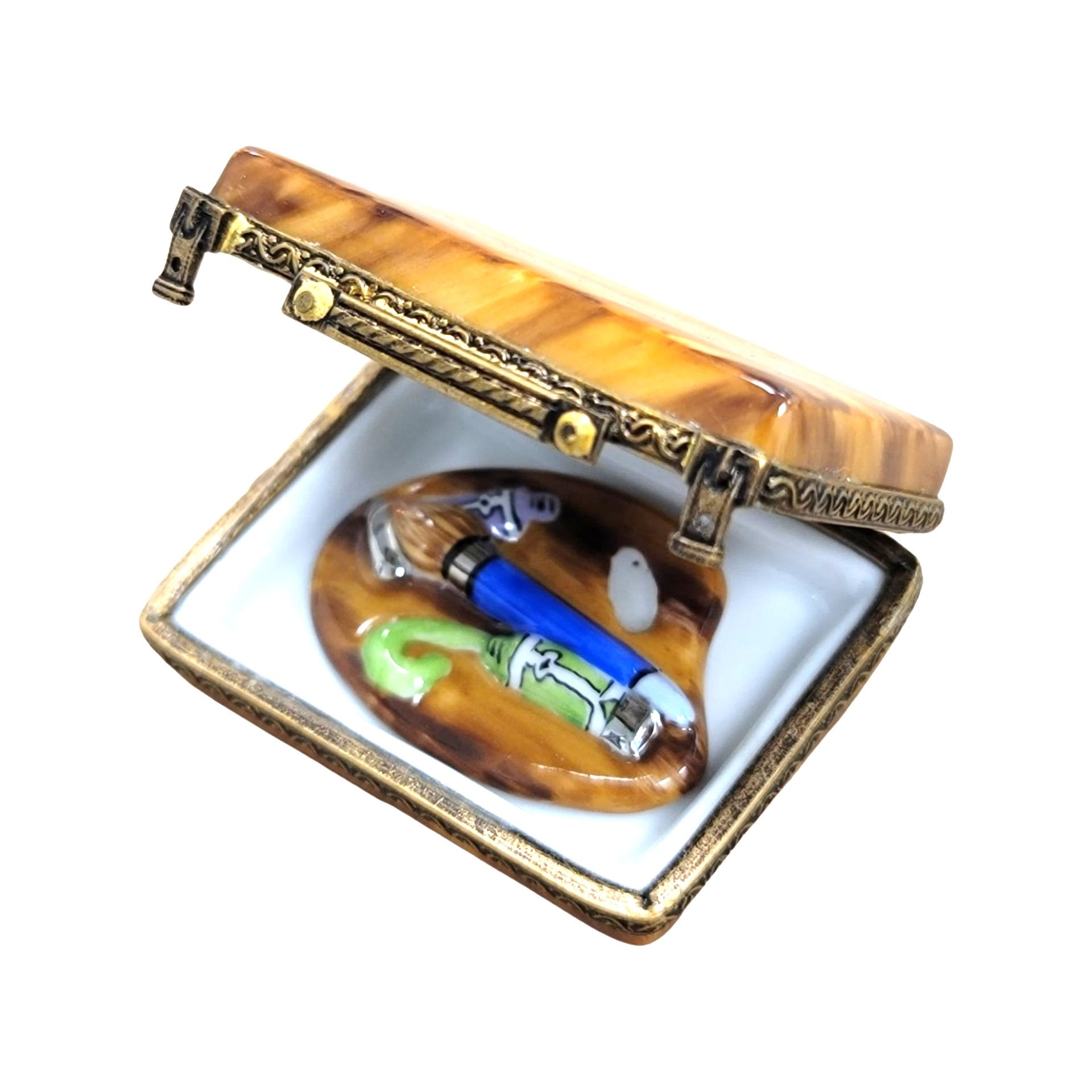 Fruit Art Paint Palette Box Porcelain Limoges Fine Art fruit French Trinket Box