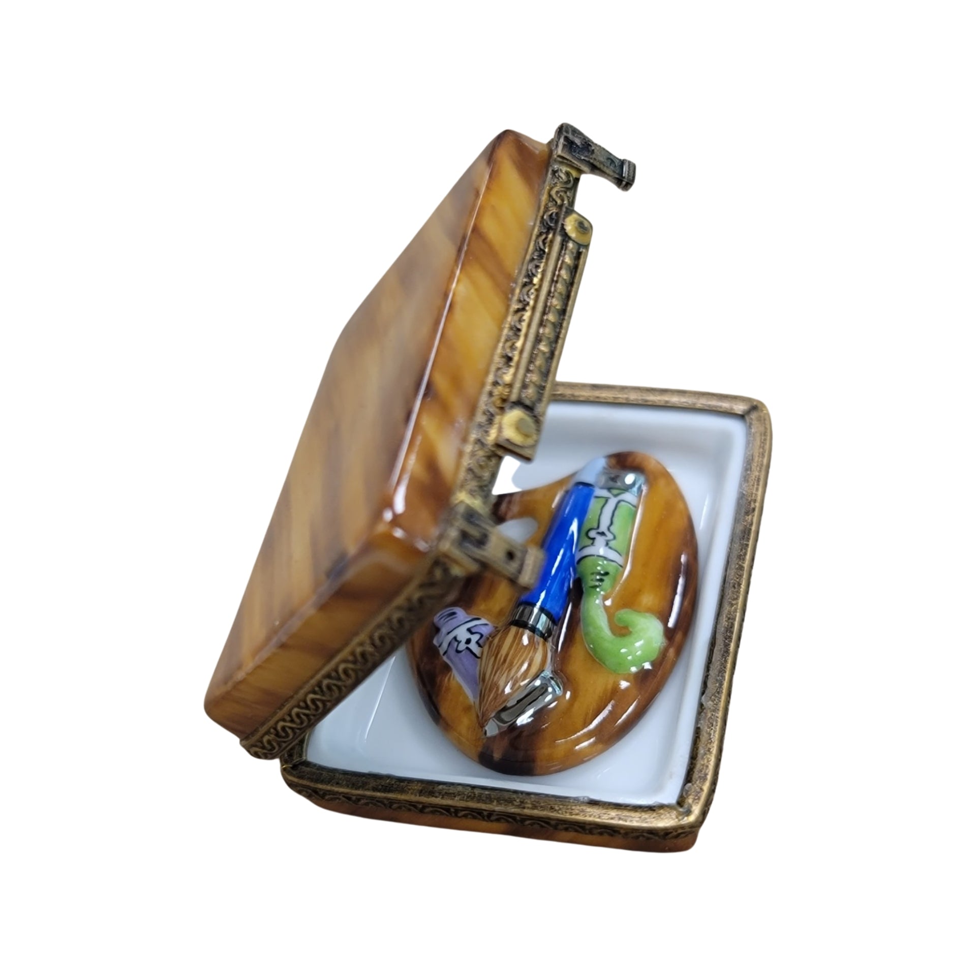 Fruit Art Paint Palette Box Porcelain Limoges Fine Art fruit French Trinket Box