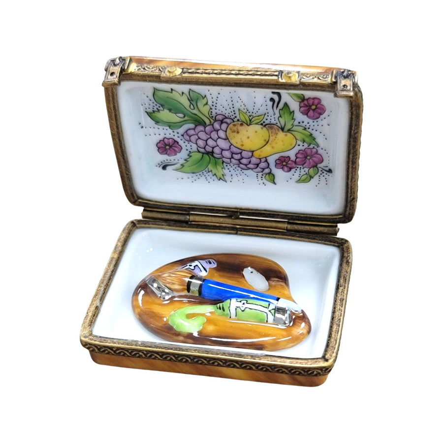 Fruit Art Paint Palette Box Porcelain Limoges Fine Art fruit French Trinket Box