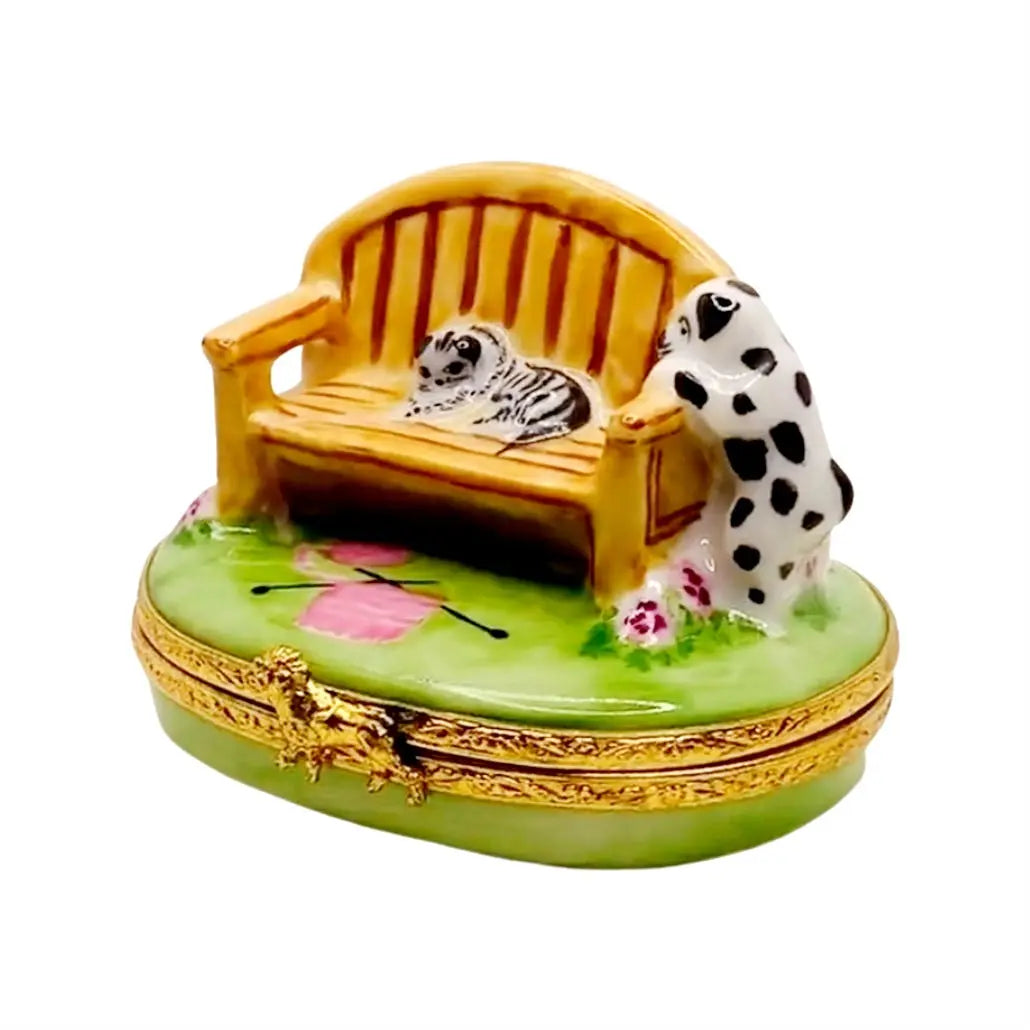 Garden Bench Porcelain Limoges Garden French Trinket Box