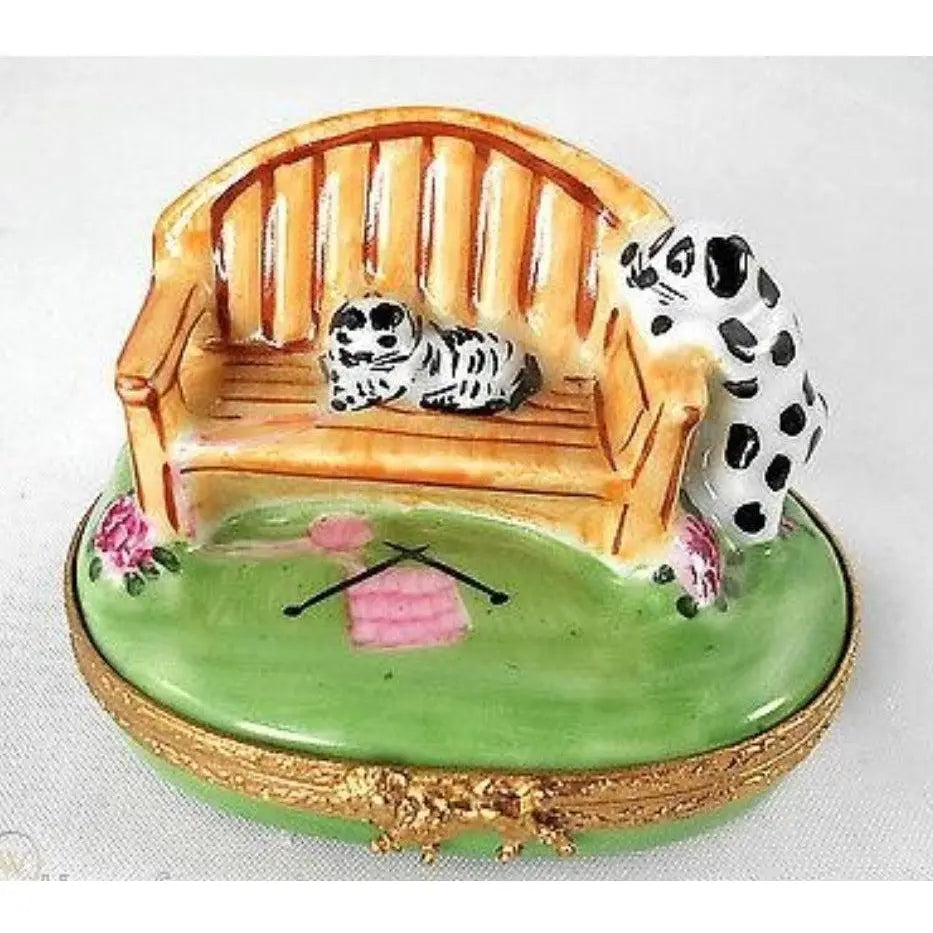 Garden Bench Porcelain Limoges Garden French Trinket Box
