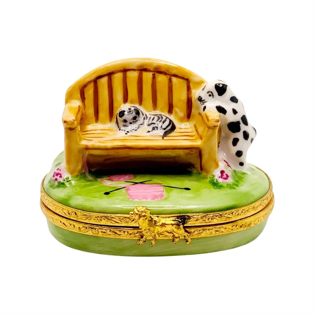 Garden Bench Porcelain Limoges Garden French Trinket Box