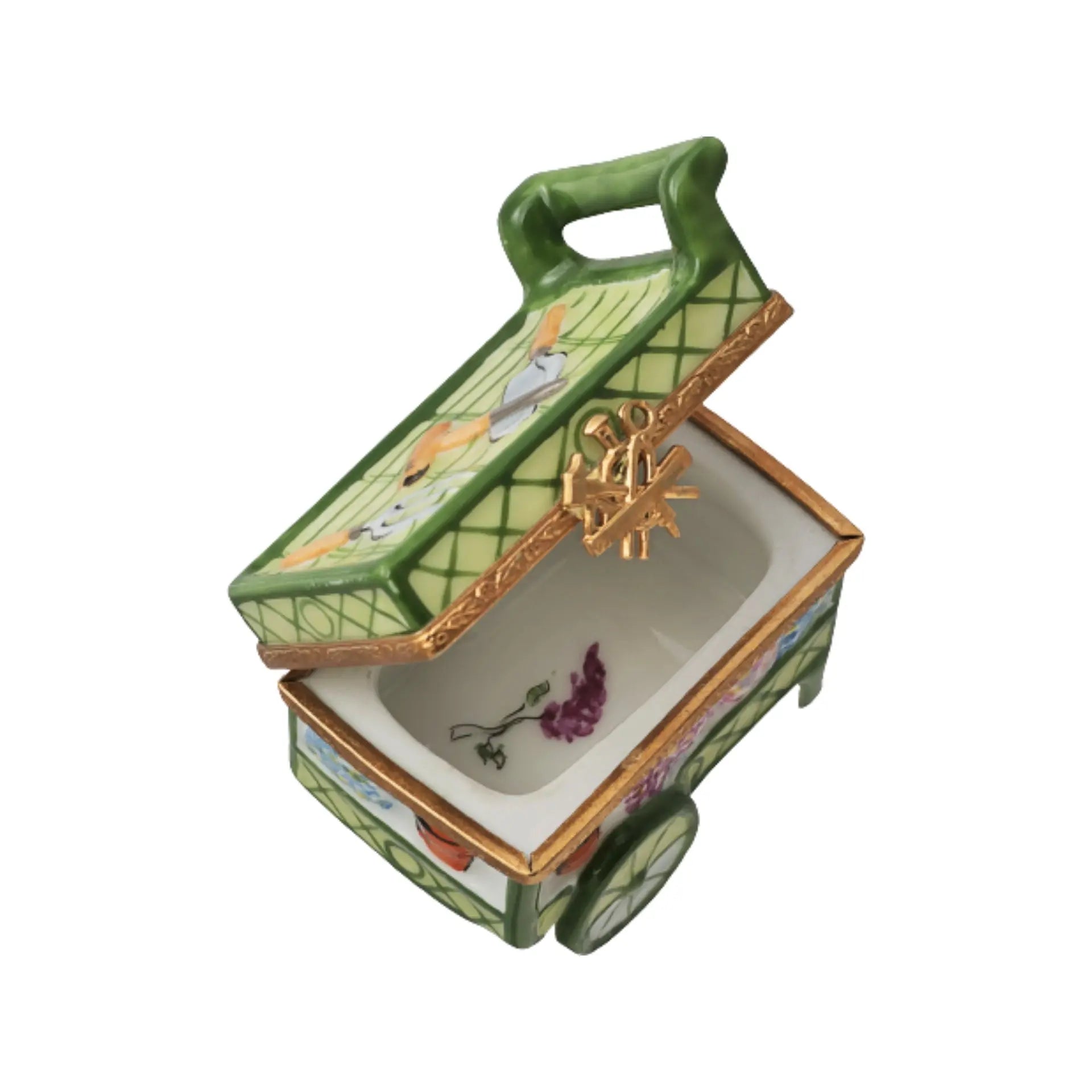 Garden Cart Porcelain Limoges Garden French Trinket Box