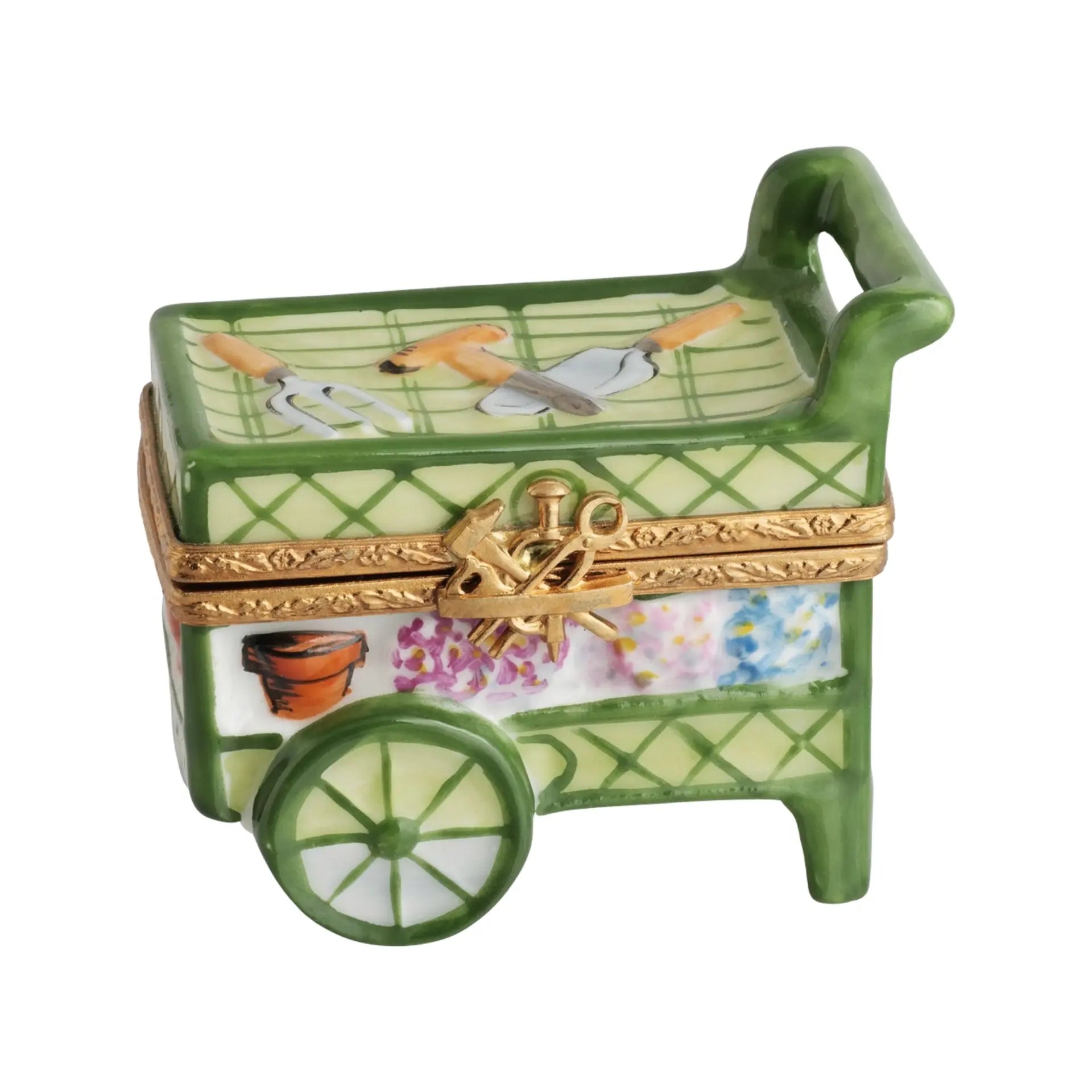 Garden Cart Porcelain Limoges Garden French Trinket Box