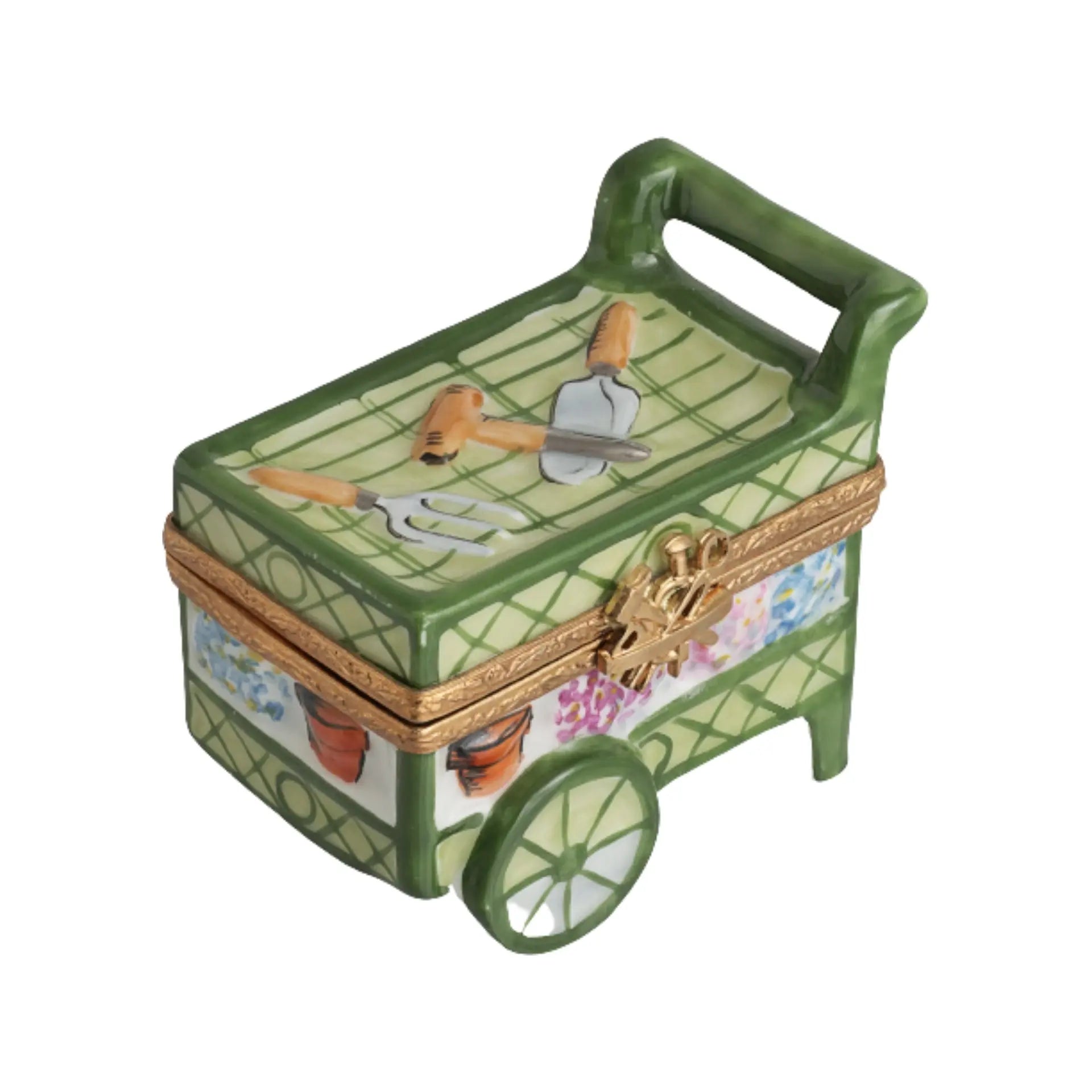 Garden Cart Porcelain Limoges Garden French Trinket Box