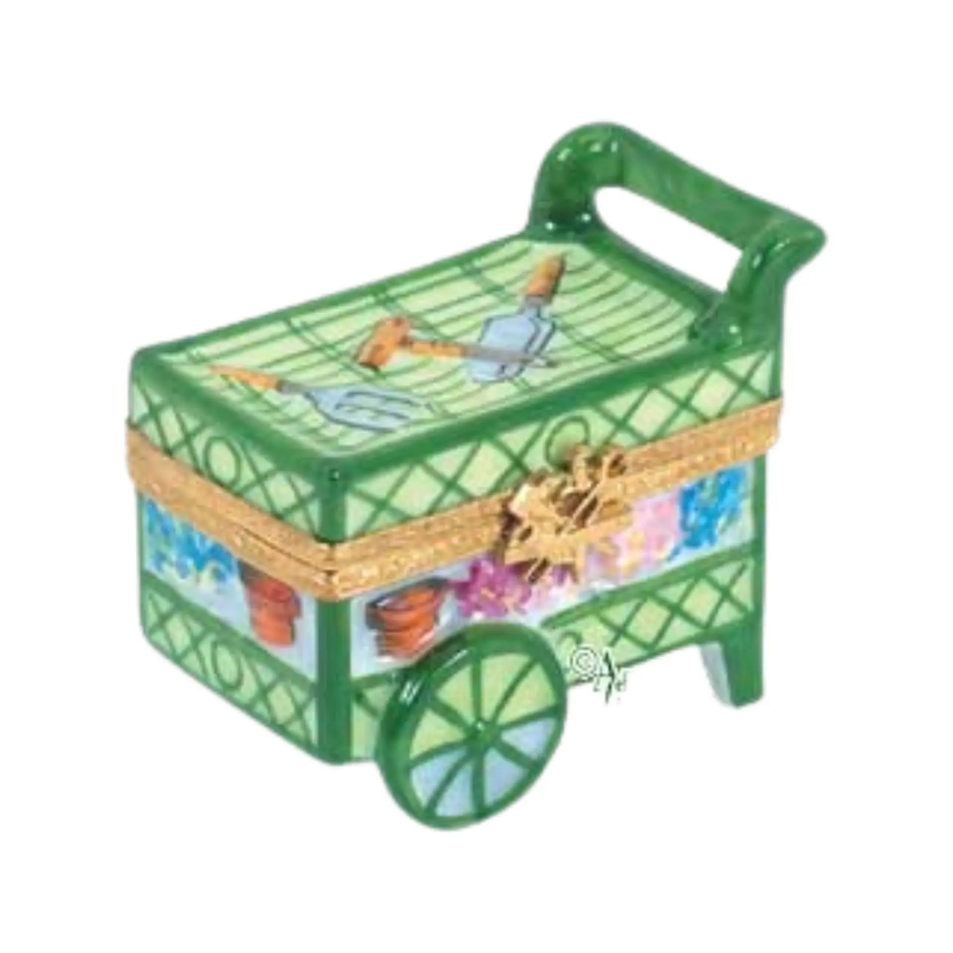 Garden Cart Porcelain Limoges Garden French Trinket Box