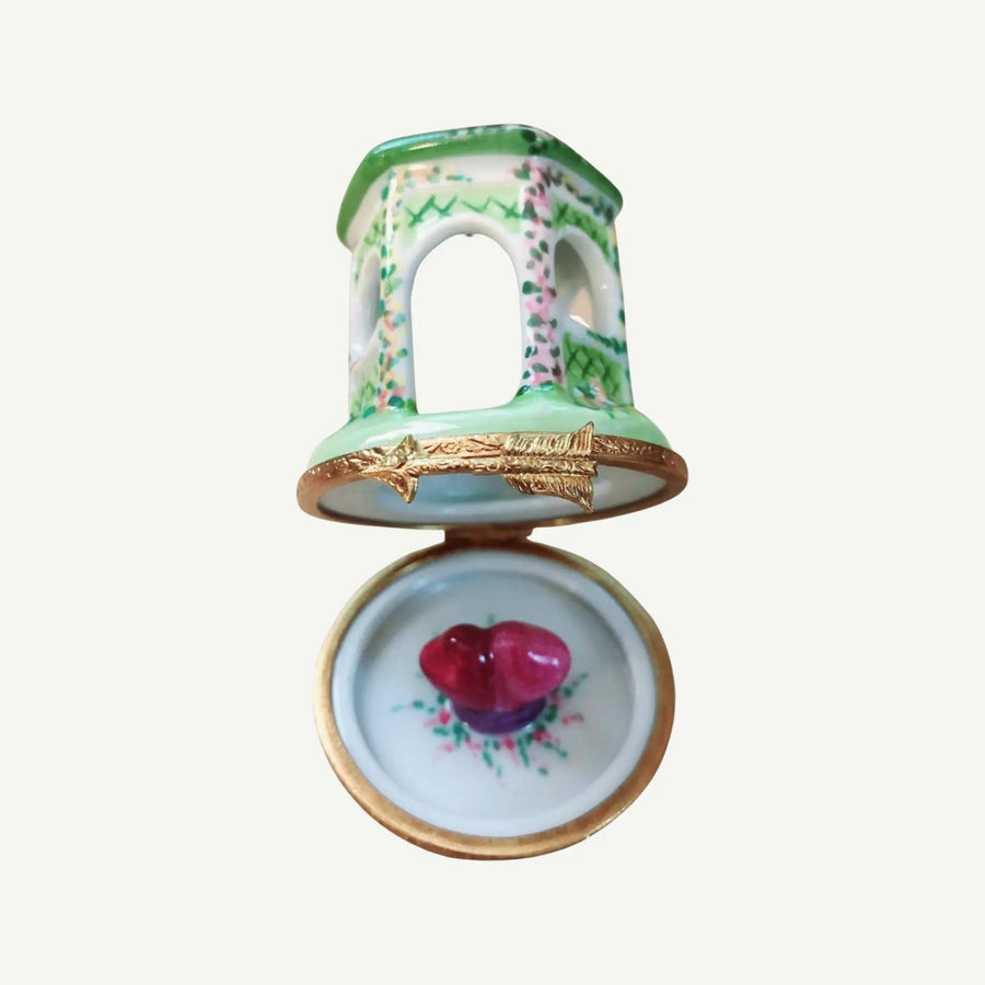 Garden Gazebo Heart Inside Porcelain Limoges Garden French Trinket Box