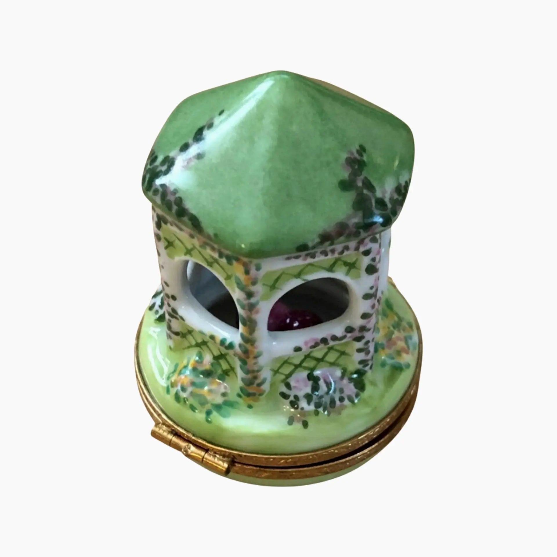 Garden Gazebo Heart Inside Porcelain Limoges Garden French Trinket Box