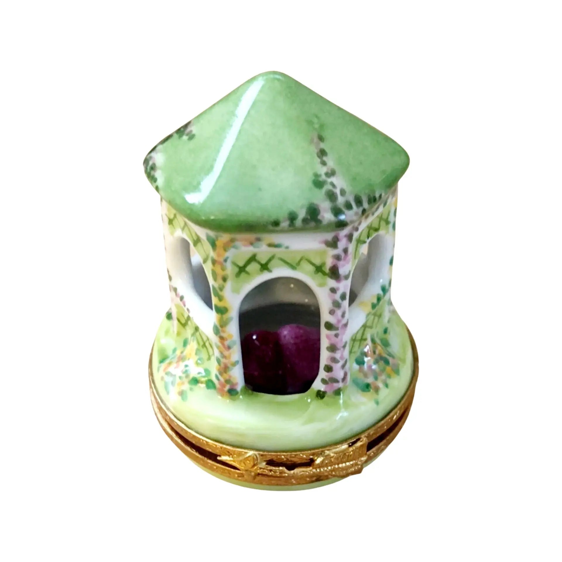 Garden Gazebo Heart Inside Porcelain Limoges Garden French Trinket Box