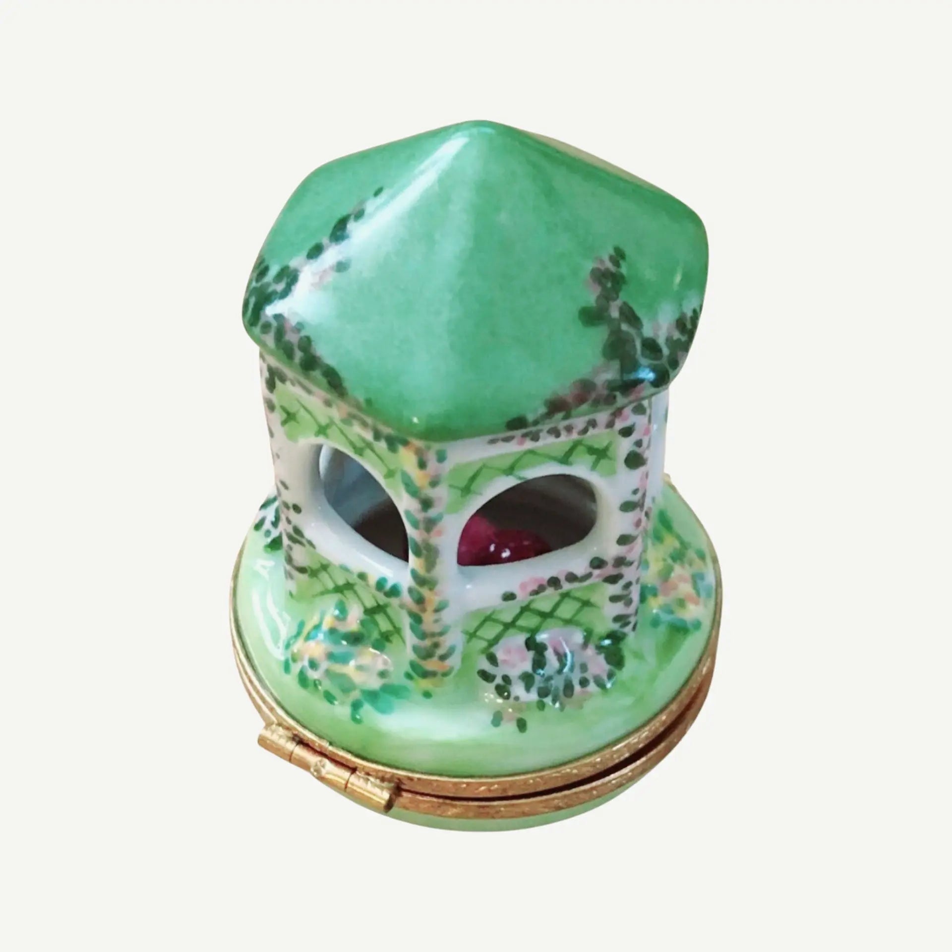 Garden Gazebo Heart Inside Porcelain Limoges Garden French Trinket Box