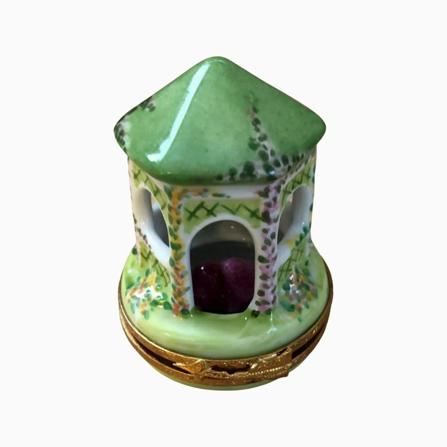 Garden Gazebo Heart Inside Porcelain Limoges Garden French Trinket Box