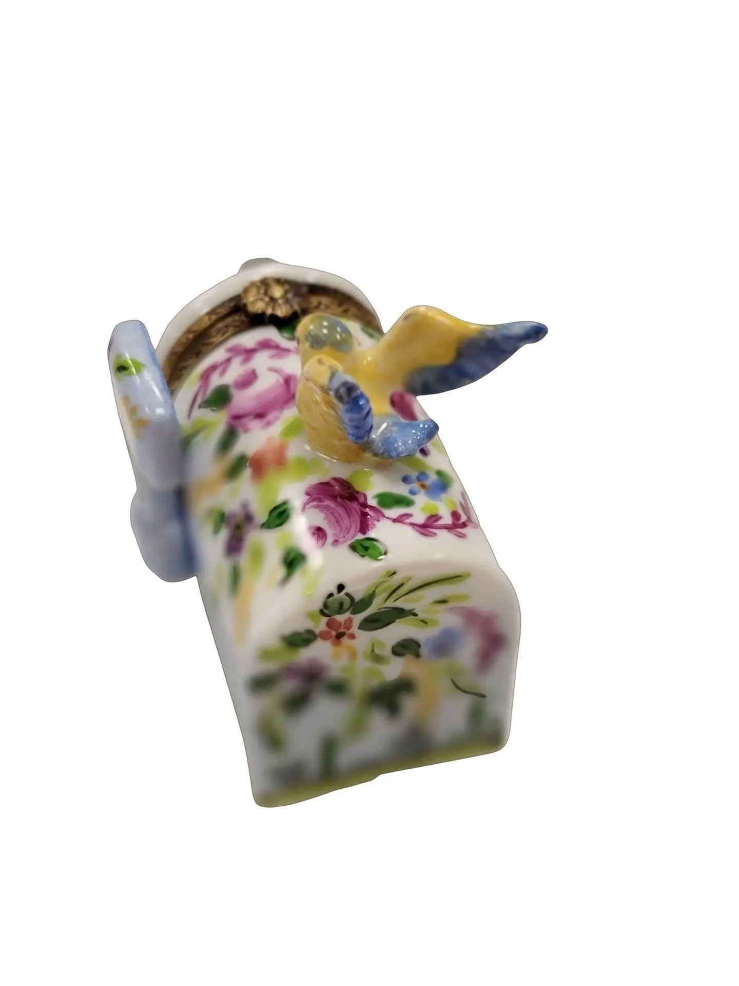 Garden Mailbox with Bird Porcelain Limoges bird garden French Trinket Box