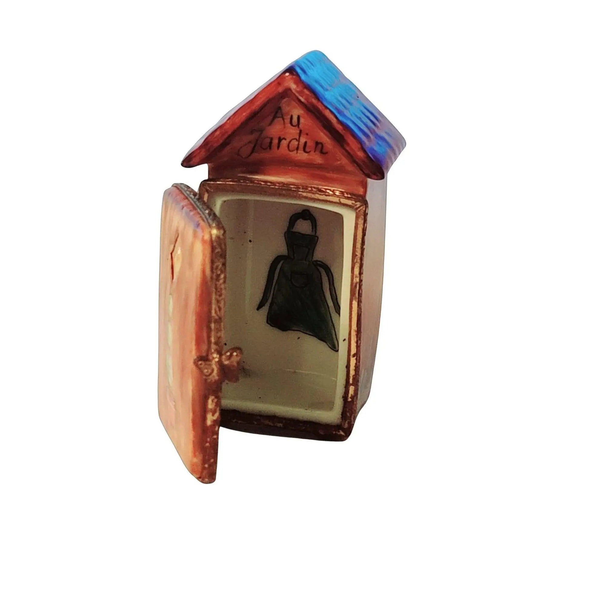 Garden Shed Porcelain Treasure Porcelain Limoges xmas theme Limoges Box snowman garden flowers winter French Trinket Box