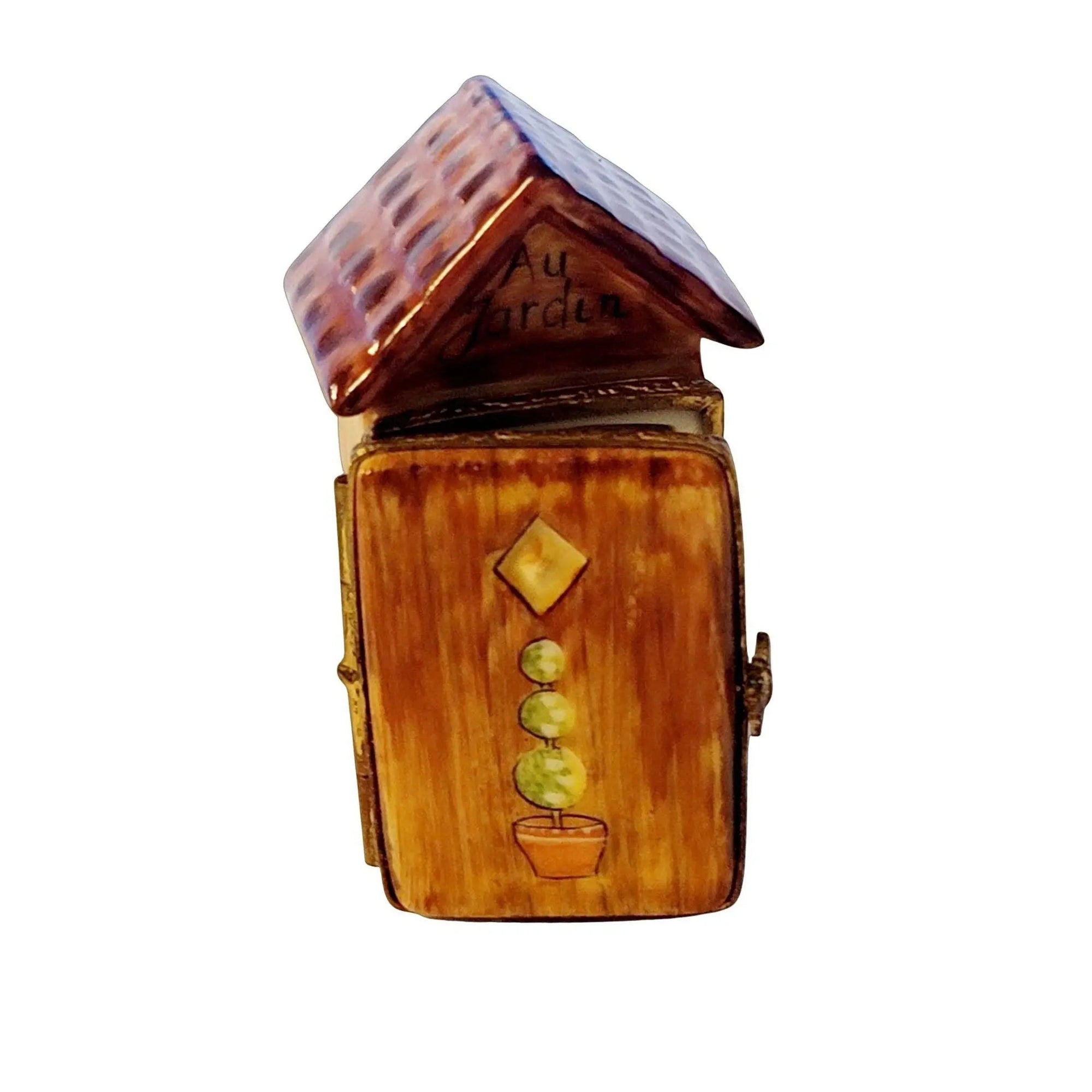 Garden Shed Porcelain Treasure Porcelain Limoges xmas theme Limoges Box snowman garden flowers winter French Trinket Box