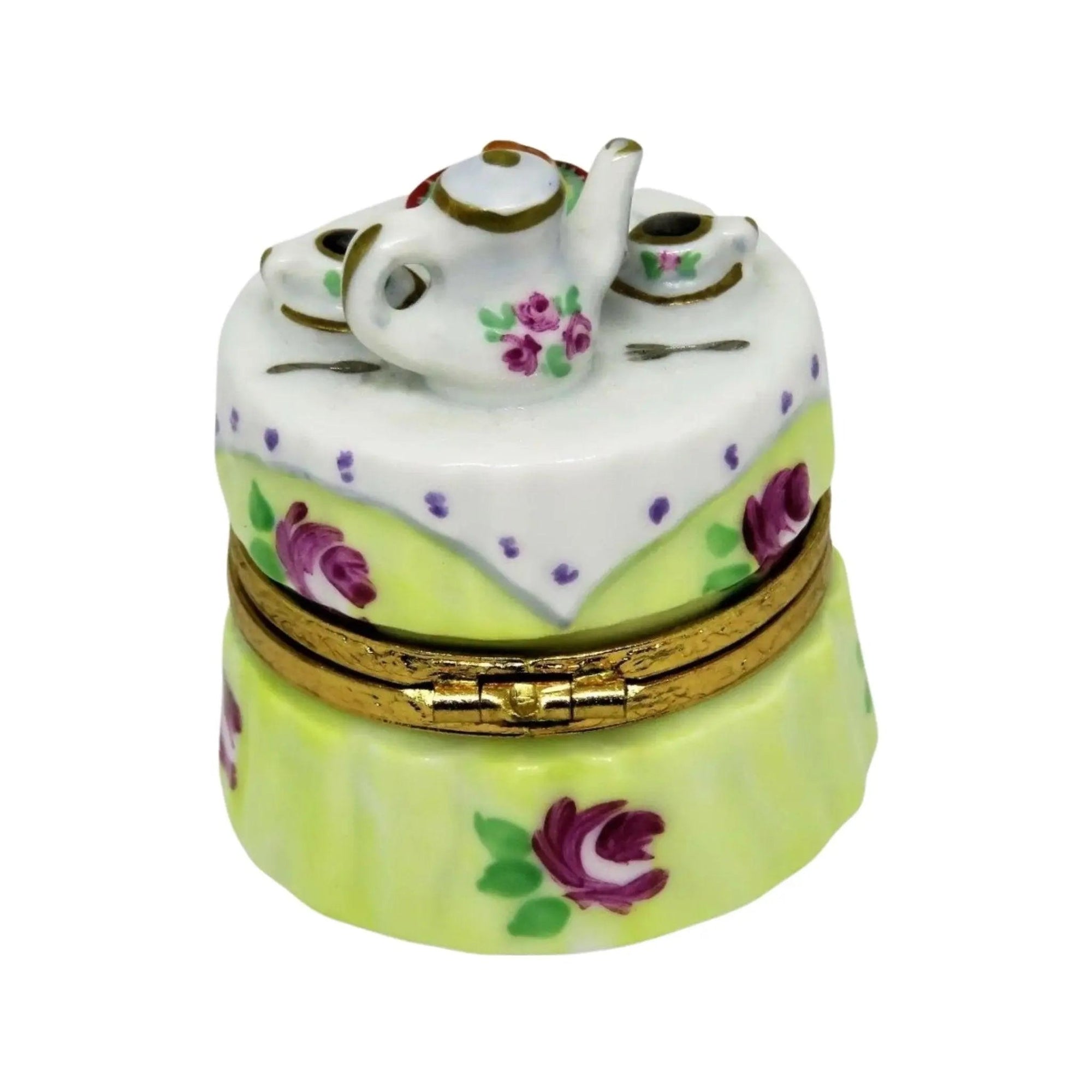 Garden Tea Party Porcelain Limoges Garden China French Trinket Box