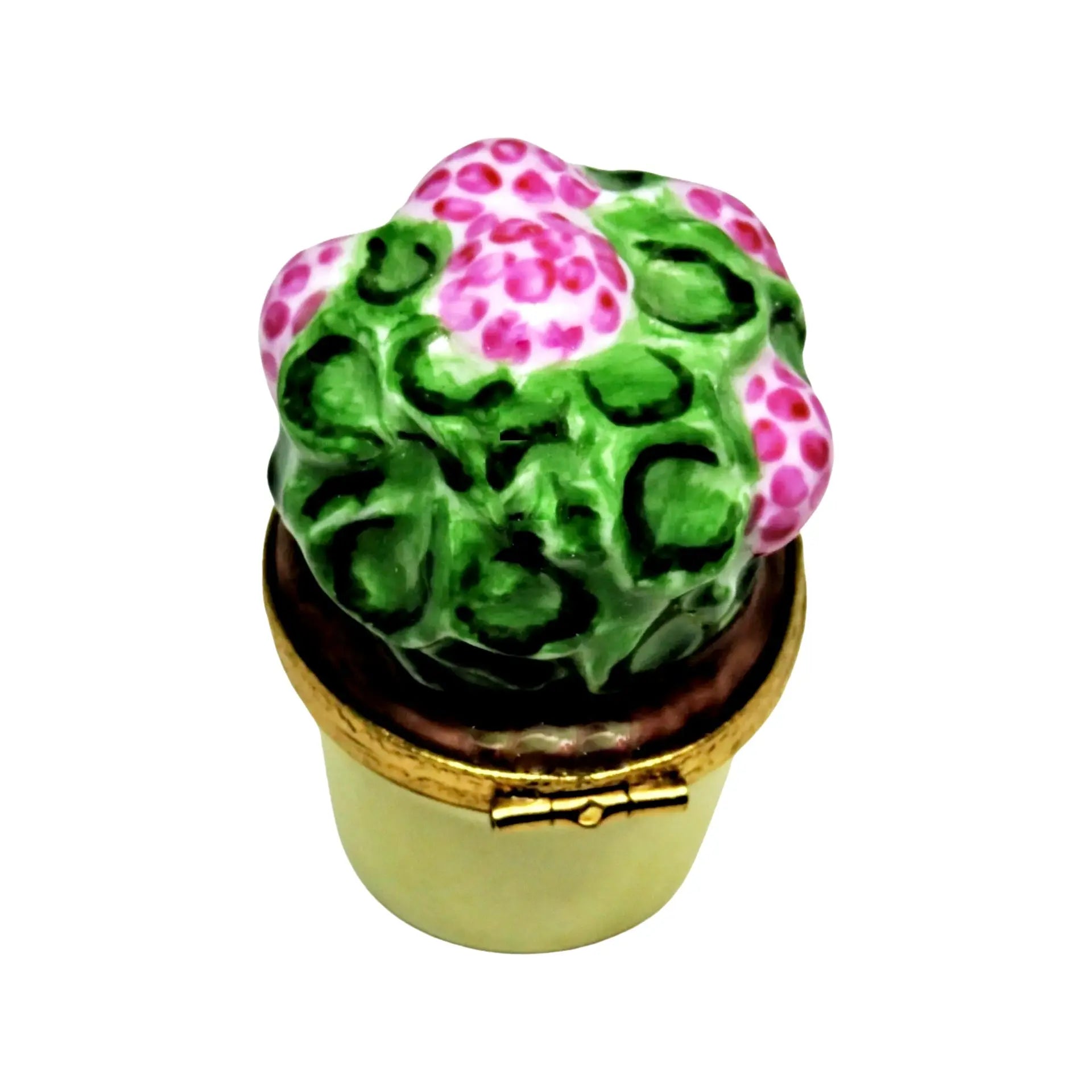 Geranium: Pink Porcelain Limoges Garden Flowers French Trinket Box