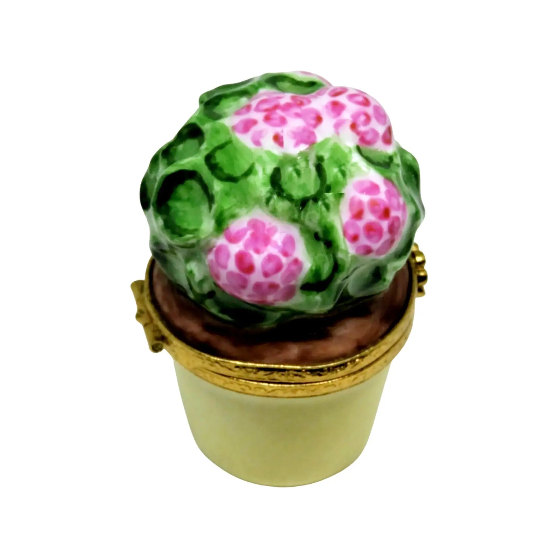 Geranium: Pink Porcelain Limoges Garden Flowers French Trinket Box