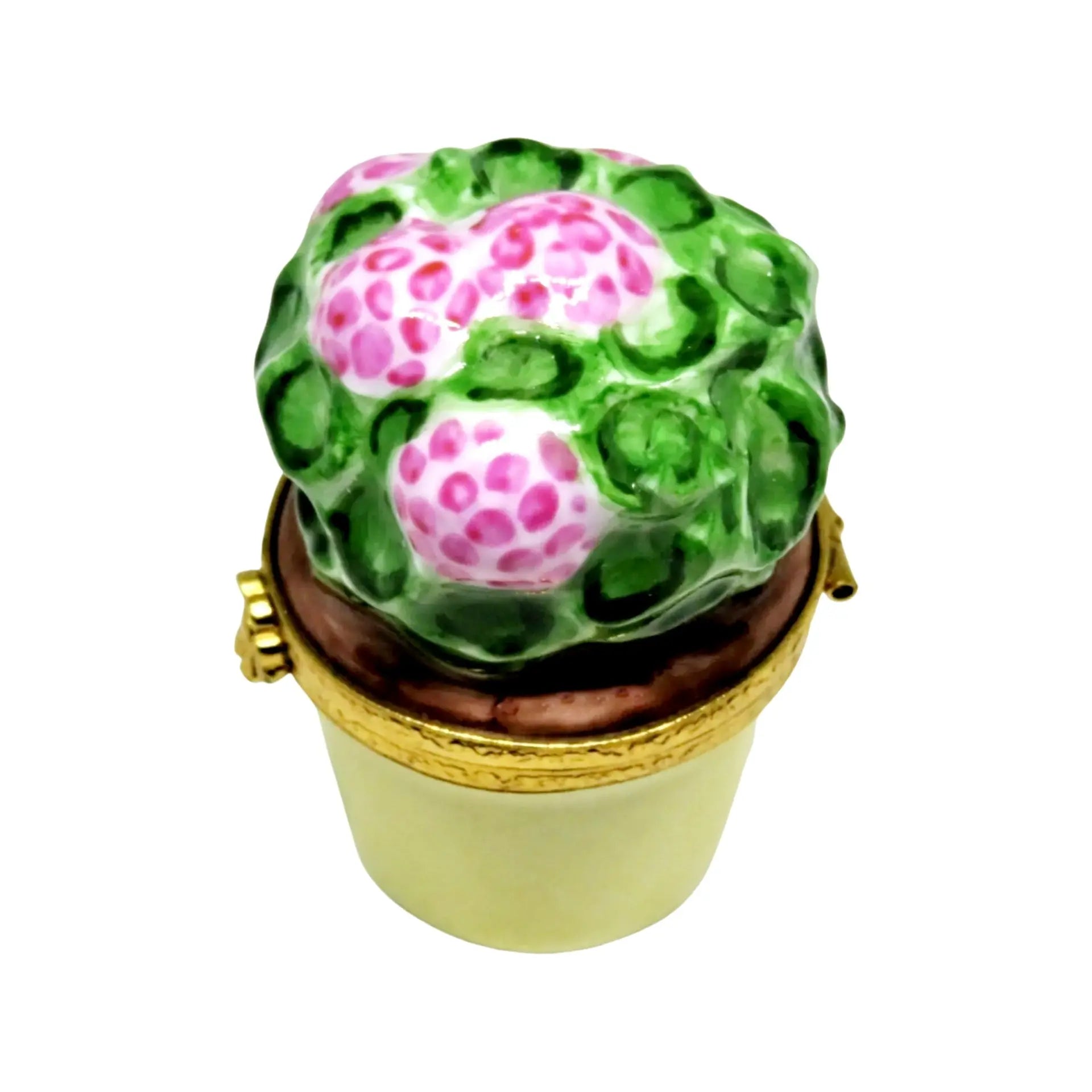 Geranium: Pink Porcelain Limoges Garden Flowers French Trinket Box