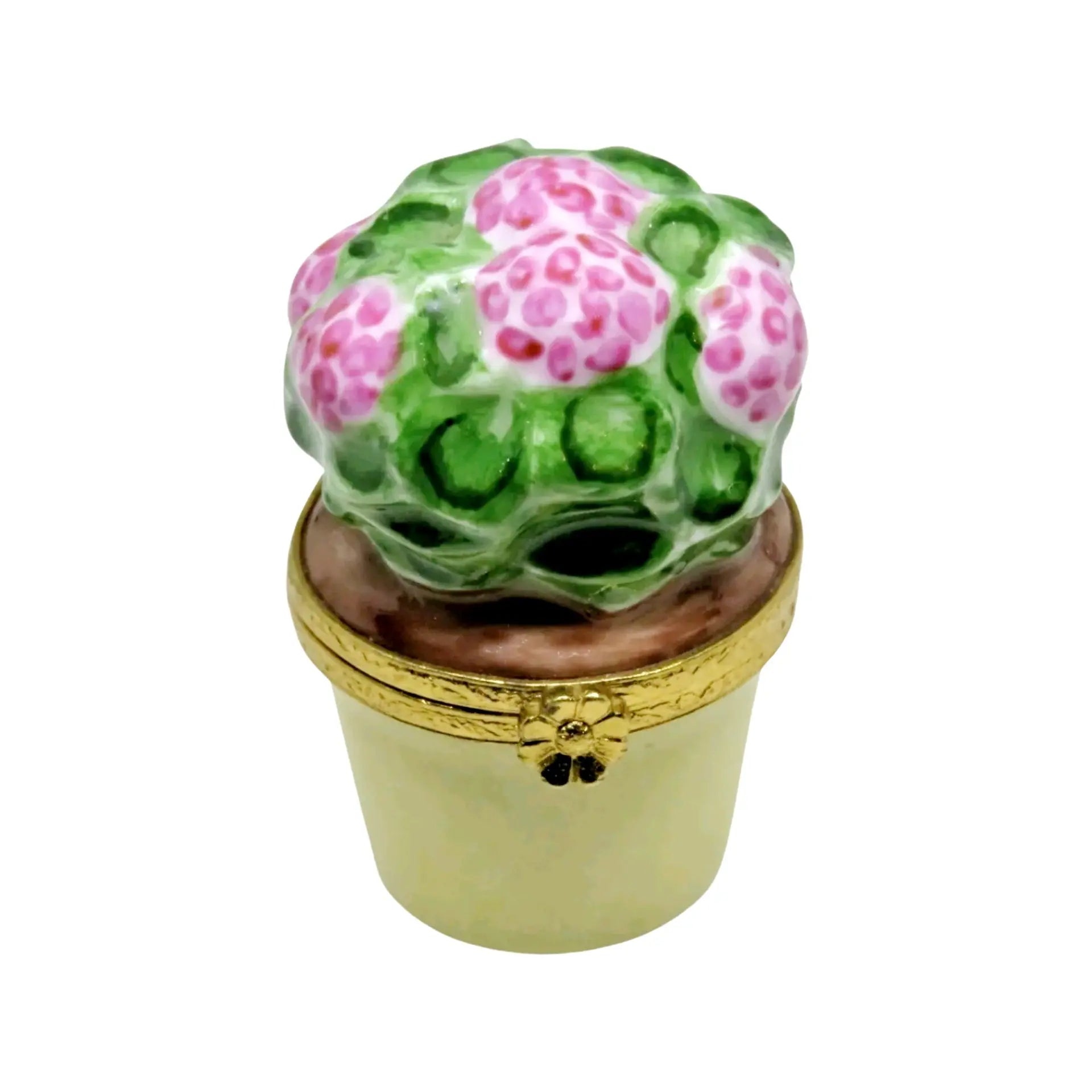 Geranium: Pink Porcelain Limoges Garden Flowers French Trinket Box