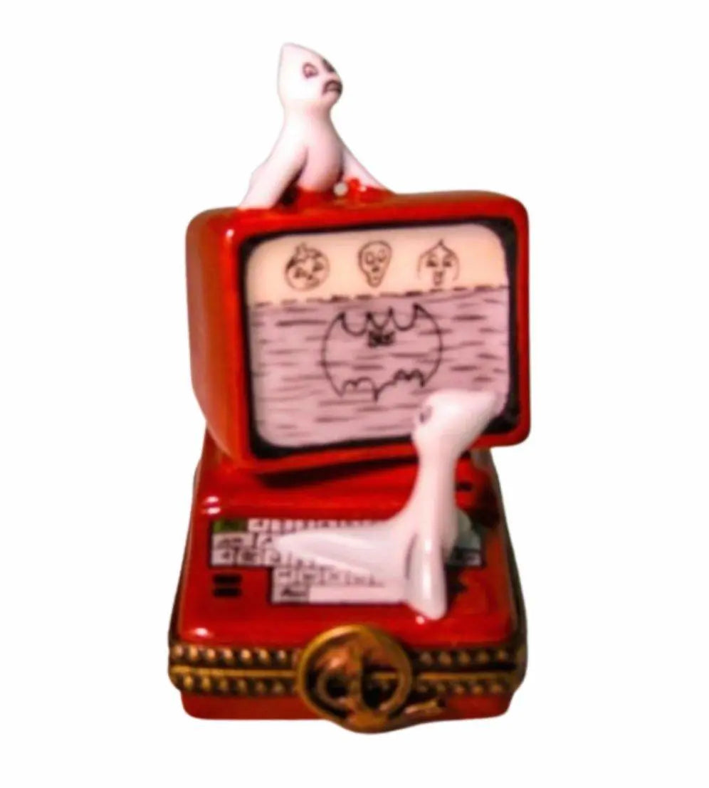 Ghosts in Computer Porcelain Limoges Halloween French Trinket Box