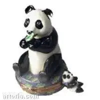 Giant Panda Bear Porcelain Limoges Bear French Trinket Box