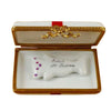 Gift with Red Bow - Baby's First Christmas - Pink Porcelain Limoges xmas theme French Trinket Box