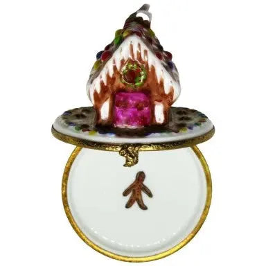 Gingerbread House Porcelain Limoges xmas theme French Trinket Box
