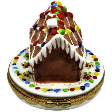 Gingerbread House Porcelain Limoges xmas theme French Trinket Box
