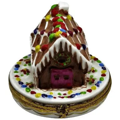Gingerbread House Porcelain Limoges xmas theme French Trinket Box