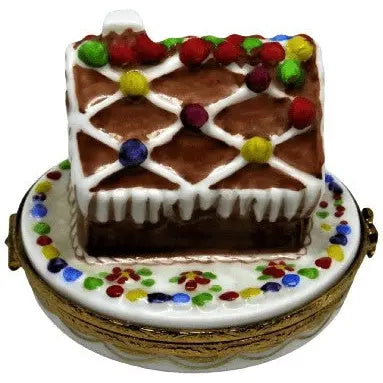 Gingerbread House Porcelain Limoges xmas theme French Trinket Box