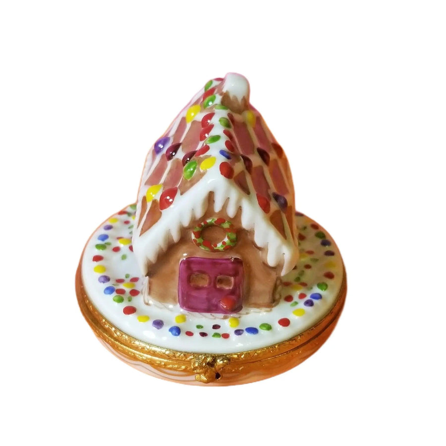 Gingerbread House Porcelain Limoges xmas theme French Trinket Box