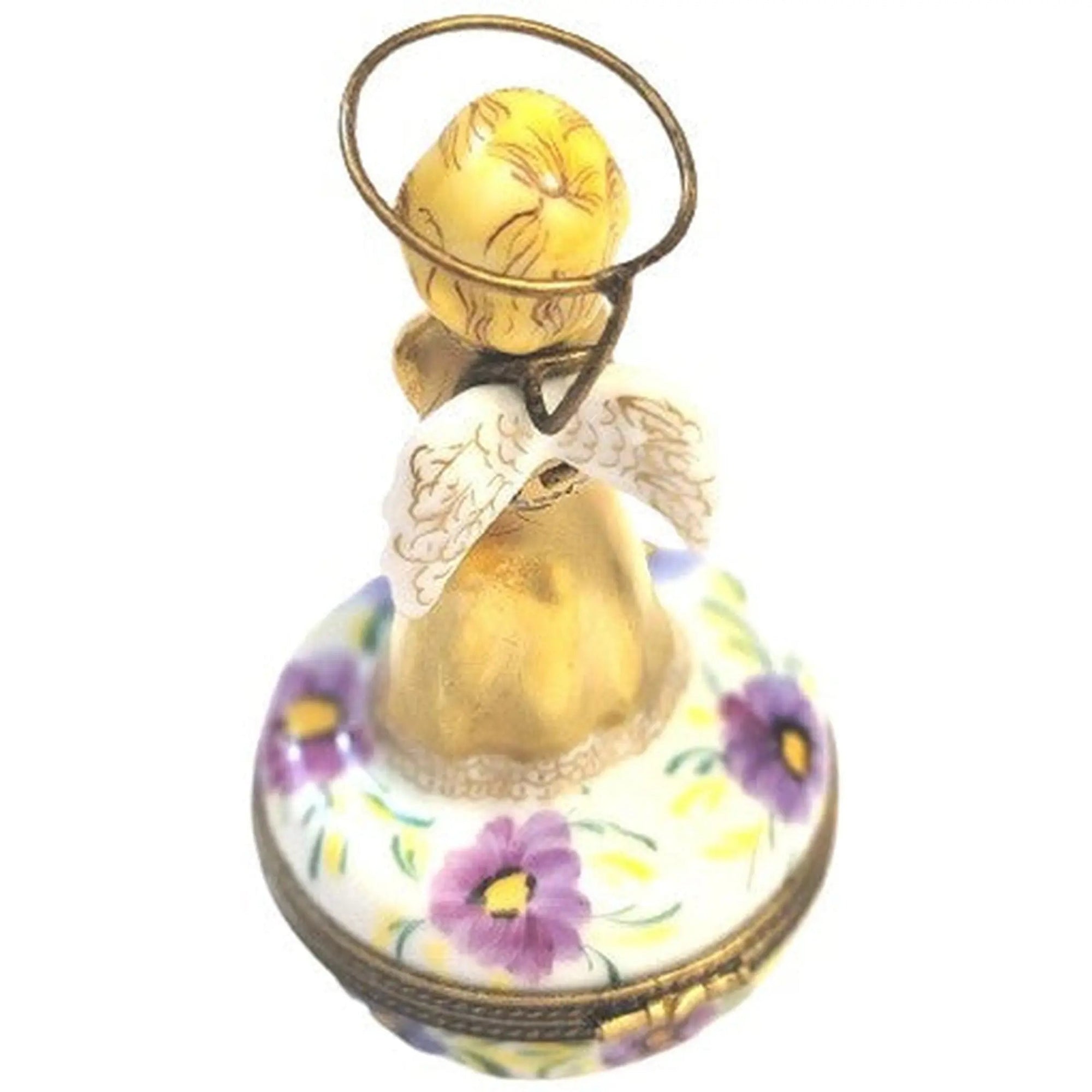 Gold Angel With Flowers Porcelain Limoges Limoges Imports Limoges Boxes angel French Trinket Box