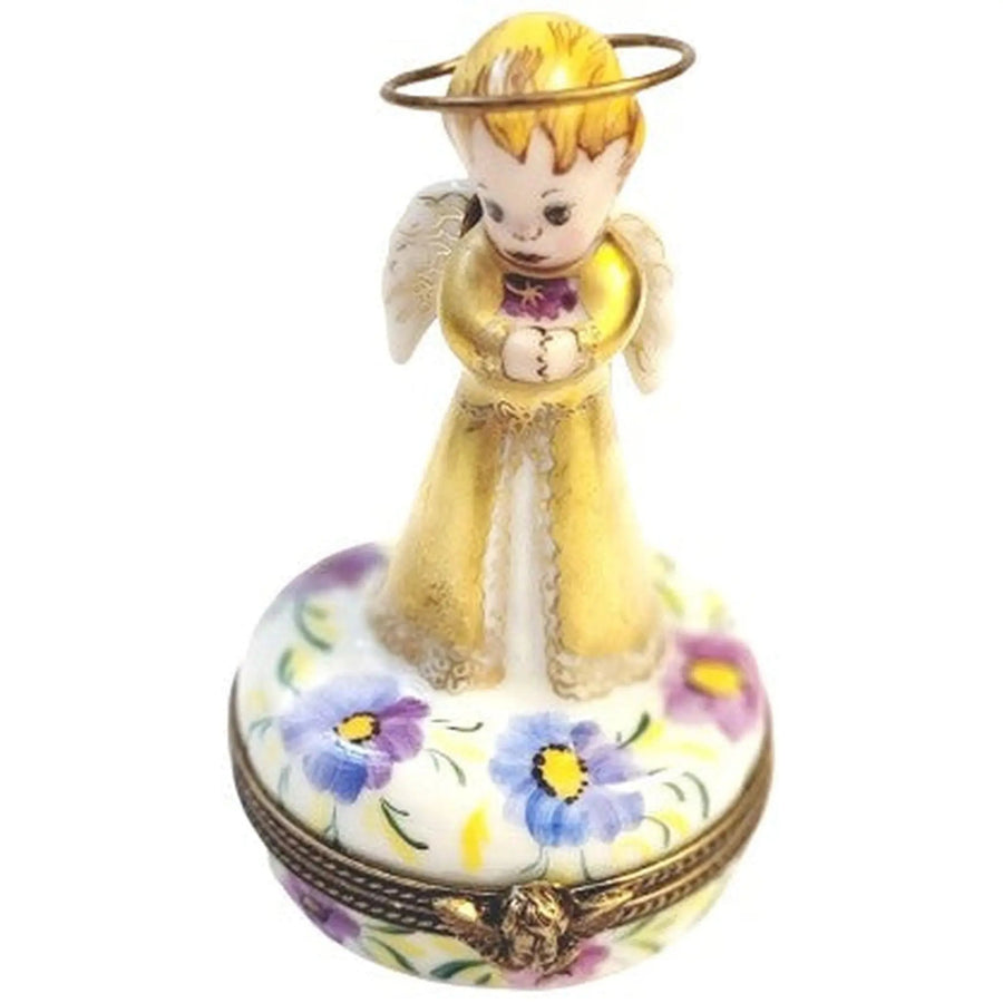 Gold Angel With Flowers Porcelain Limoges Limoges Imports Limoges Boxes angel French Trinket Box