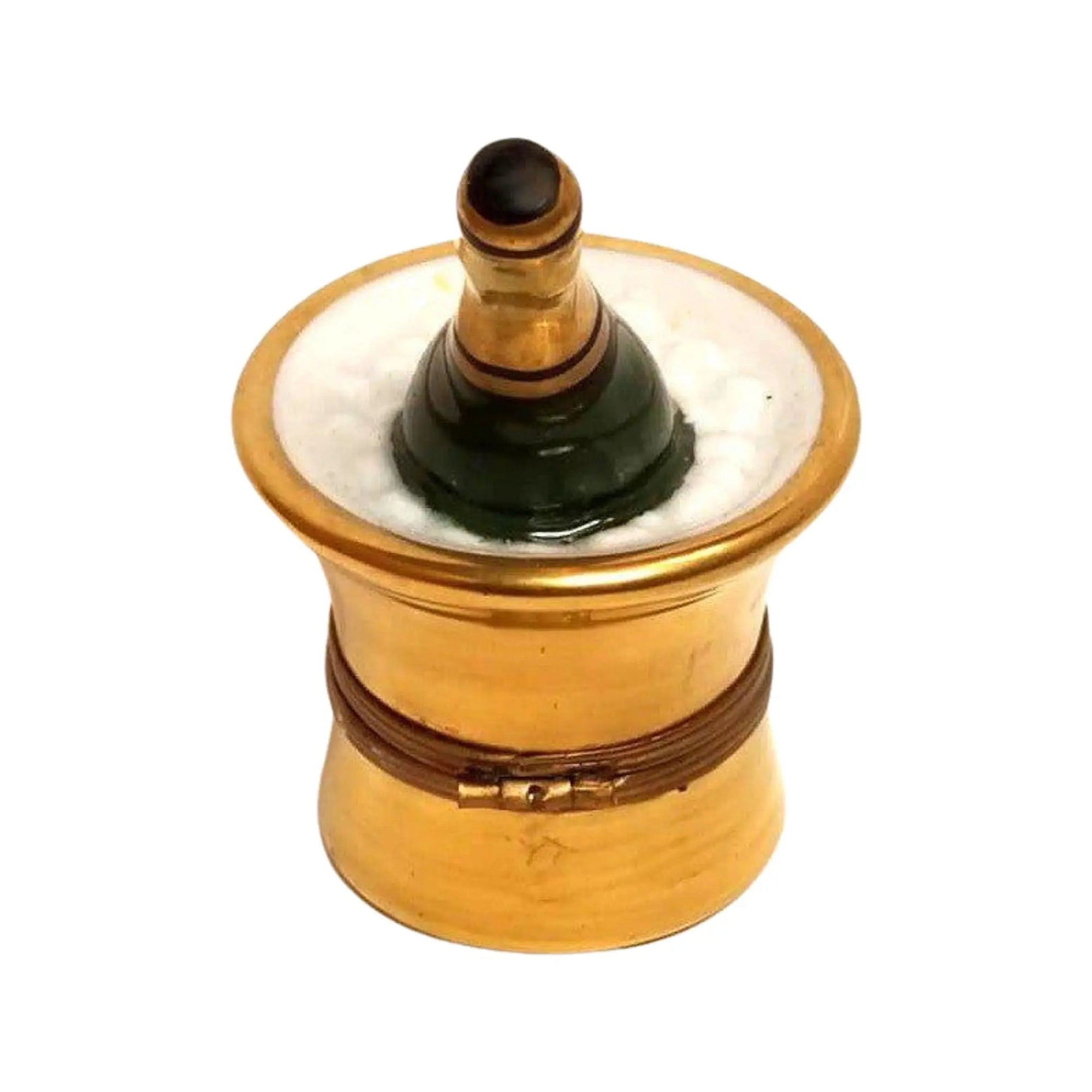 Gold Champagne Bucket Treasure Porcelain Limoges WINE French Trinket Box