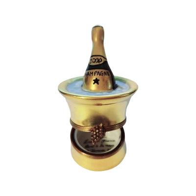 Gold Champagne Bucket Treasure Porcelain Limoges WINE French Trinket Box