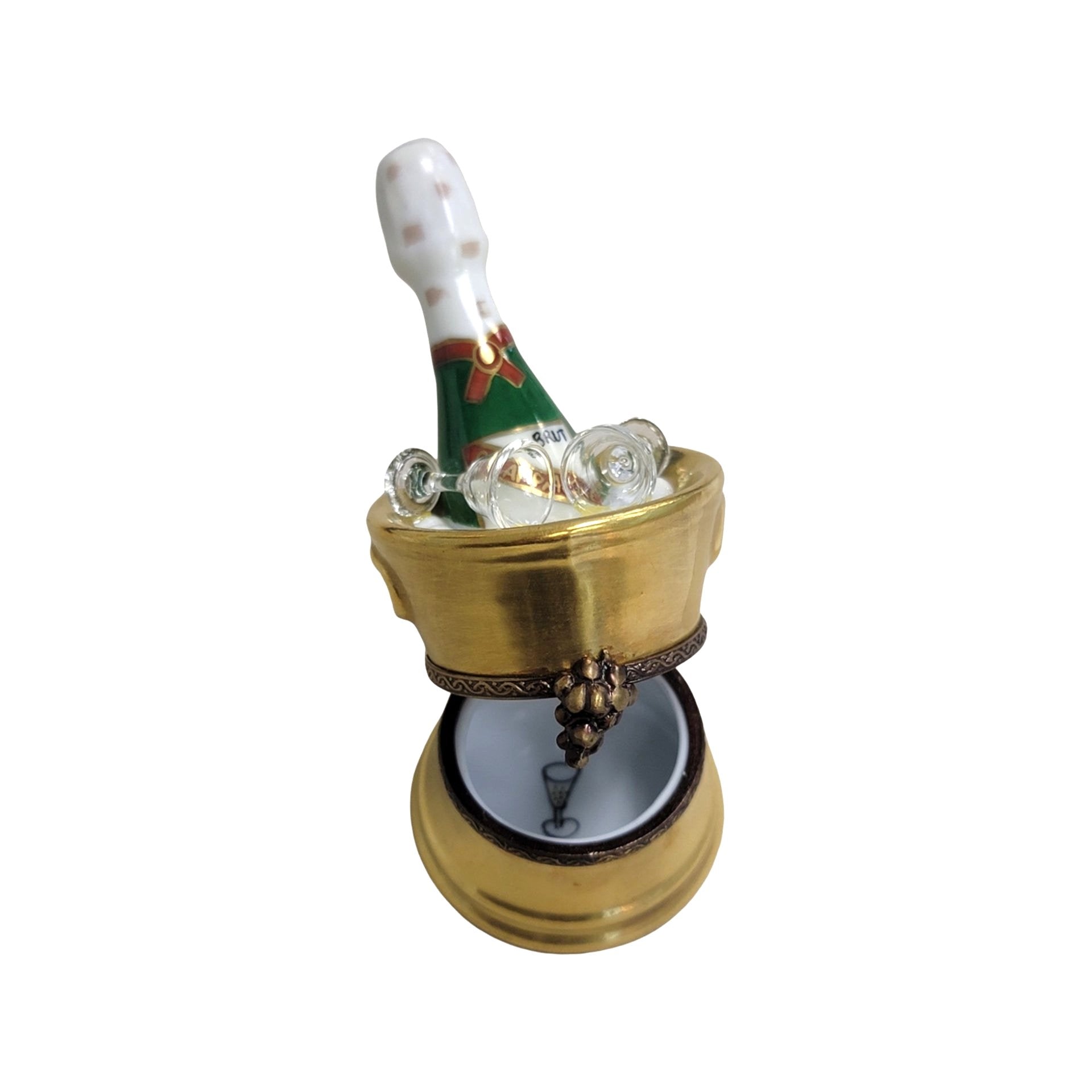 Gold Champagne Elegance Set Porcelain Limoges Wine French Trinket Box