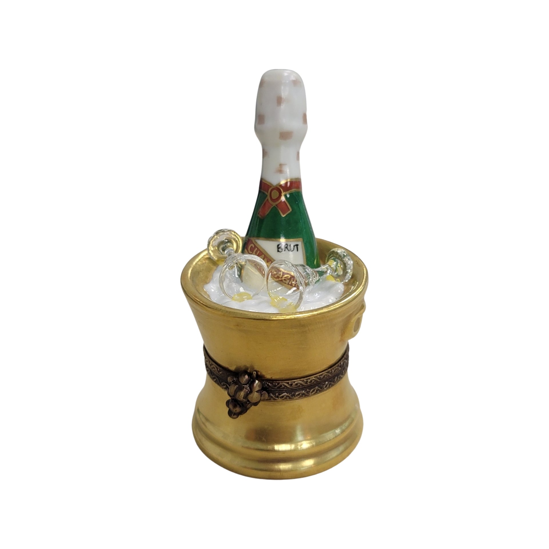 Gold Champagne Elegance Set Porcelain Limoges Wine French Trinket Box